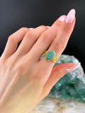 Ancient 18K & Turquoise Intaglio Ring on Etruscan Revival Shank