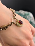 Antique 9K & Garnet Padlock Gate Bracelet
