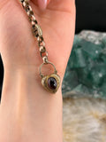 Antique 9K & Garnet Padlock Gate Bracelet
