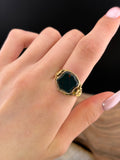Antique 18K & Bloodstone Shield Mizpah Ring