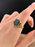Antique 18K & Bloodstone Shield Mizpah Ring