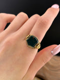 Antique 18K & Bloodstone Shield Mizpah Ring