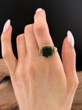 Antique 18K & Bloodstone Shield Mizpah Ring