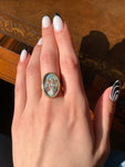 SOLD Antique 14K & Miniature Cupid & Psyche Painting Ring