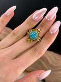Antique 9K & Turquoise Conversion Ring