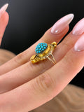 Antique 9K & Turquoise Conversion Ring