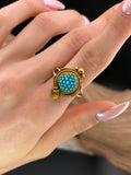 Antique 9K & Turquoise Conversion Ring