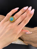 Antique 9K & Turquoise Conversion Ring