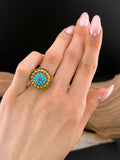 Antique 18K, 14K, Diamond & Turquoise Conversion Ring