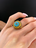 Antique 18K, 14K, Diamond & Turquoise Conversion Ring