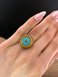 Antique 18K, 14K, Diamond & Turquoise Conversion Ring