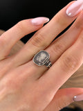 Antique 9K & Reverse Intaglio Sulphide Glass Cameo Ring