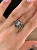 Antique 9K & Reverse Intaglio Sulphide Glass Cameo Ring