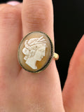 Antique 14K, 9K & Carved Shell Cameo Conversion Ring