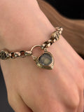 Antique 9K & Garnet Padlock Gate Bracelet