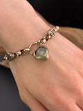 Antique 9K & Garnet Padlock Gate Bracelet