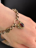 Antique 9K & Garnet Padlock Gate Bracelet