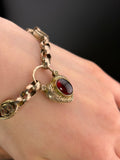 Antique 9K & Garnet Padlock Gate Bracelet