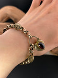 Antique 9K & Garnet Padlock Gate Bracelet