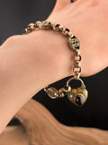 Antique 9K & Garnet Padlock Gate Bracelet