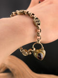 Antique 9K & Garnet Padlock Gate Bracelet