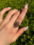 Antique French 18K, Silver, Marcasite & Paste Ring