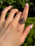 Antique French 18K, Silver, Marcasite & Paste Ring