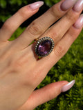 Antique 14K, 9K, Amethyst & Seed Pearl Conversion Ring