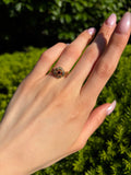 Antique 9K, Diamond & Garnet Quatrefoil Ring