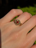 Antique 9K, Diamond & Garnet Quatrefoil Ring