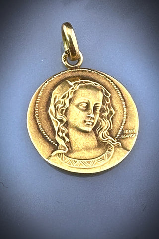 Vintage 18K Virgin Mary Medal