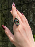 Vintage French 18K & Enamel Snake Ring