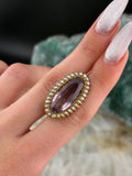 Antique 18K, Amethyst & Seed Pearl Brooch