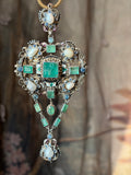 SOLD Antique Austro-Hungarian Silver, Emerald, Sapphire & Pearl Pendant
