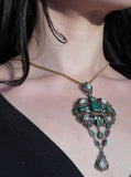SOLD Antique Austro-Hungarian Silver, Emerald, Sapphire & Pearl Pendant