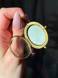 Antique French Hand Painted Enamel & Seed Pearl Locket Pendant in Pomponne