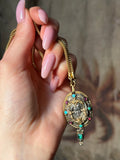 Antique Austro Hungarian Queen Pendant in Vermeil & Paste