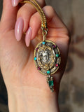 Antique Austro Hungarian Queen Pendant in Vermeil & Paste