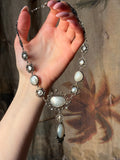 SOLD Antique Silver, Mother of Pearl & Marcasite Necklace