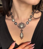 SOLD Antique Silver, Mother of Pearl & Marcasite Necklace