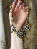 Antique Viennese Vermeil, Emerald, Opal & Tourmaline & paste Necklace & Earrings Set