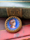 Antique French 18K Hand Painted Enamel Brooch