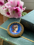 Antique French 18K Hand Painted Enamel Brooch