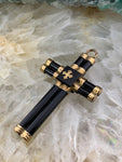 Antique Jet Cross Pendant