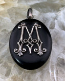 Antique Silver & Ebony Monogrammed Hair Locket/Pendant