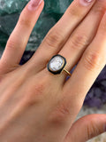 Antique 9K, Enamel & Carved Hardstone Zeus Cameo Ring