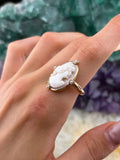Antique 10k, 9K, Seed Pearl & Carved Shell Cameo Conversion Ring