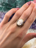 Antique 14K & Carved Conch Cameo Conversion Ring