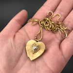 Vintage 14K & Diamond Heart Locket Pendant On Chain