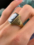 Antique Victorian American 14K & Hard Stone Cameo Ring